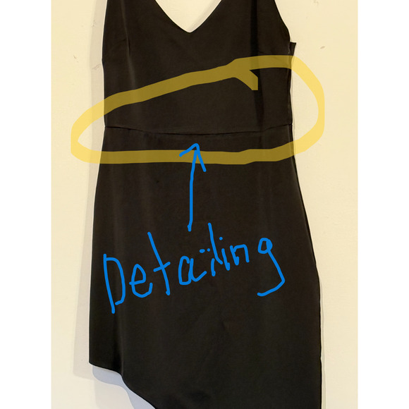 Lulus Black Slipdress Size S Spaghetti Strap V-Neck High Low Hem Sexy Stretch - Picture 7 of 7